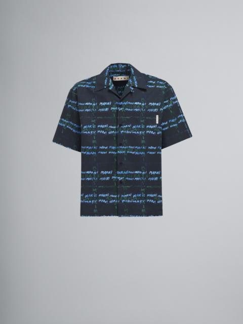 CROSSROADS PRINT POPLIN BOWLING SHIRT