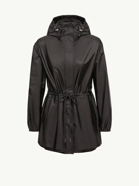 Moncler Weteau Ruched-Trim Hooded Mid-Length Jacket