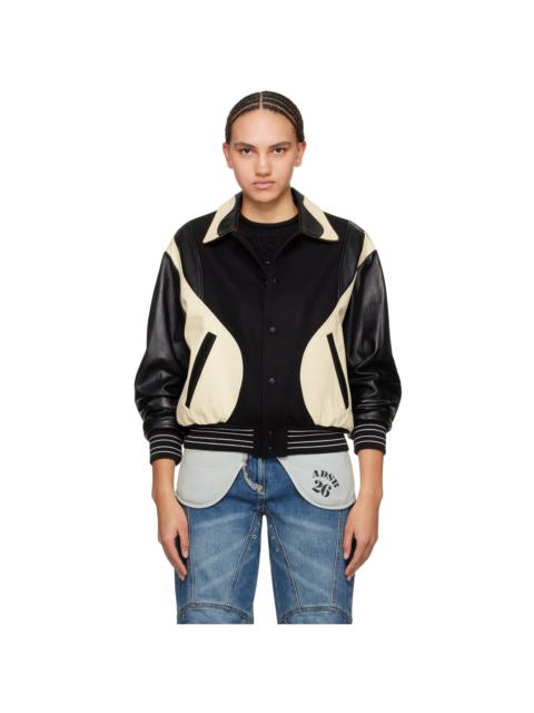 Andersson Bell Black & Off-White Robyn Leather Bomber Jacket