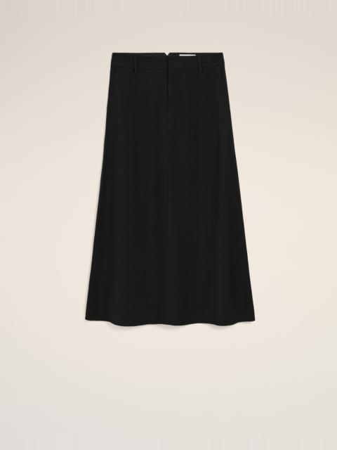 AMI Paris BLACK BLENDED LINEN TAILOR CONSTRUCTION LONG TRAPEZE SKIRT