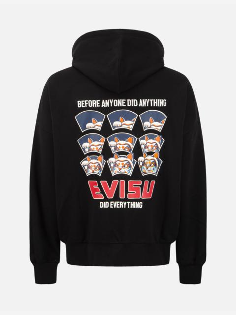 EVISU “FORTUNE CAT HIDE-AND-SEEK” PRINT HOODED SWEATSHIRT