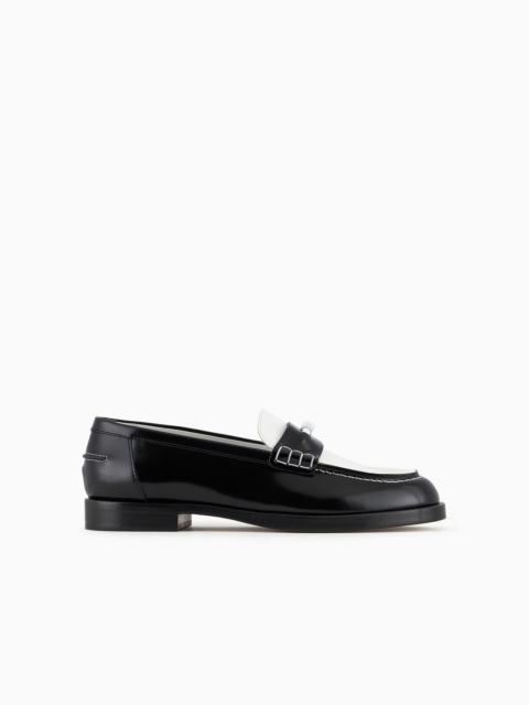 EMPORIO ARMANI Polished leather loafers with stirrup bar