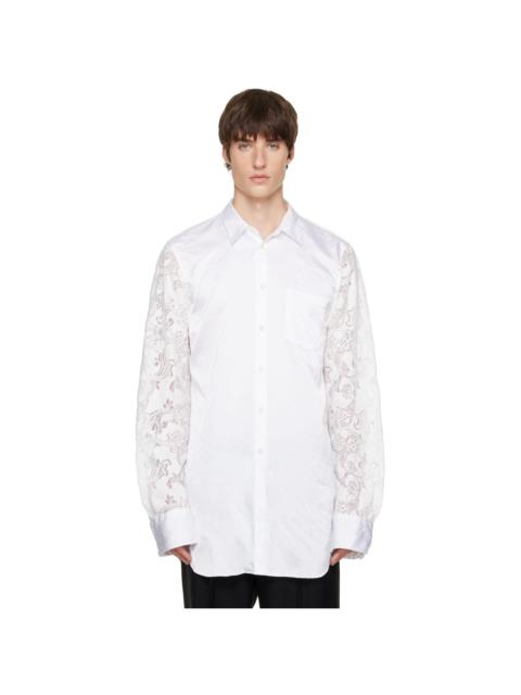 Comme des Garçons Homme Plus White Satin Jacquard Dot Shirt