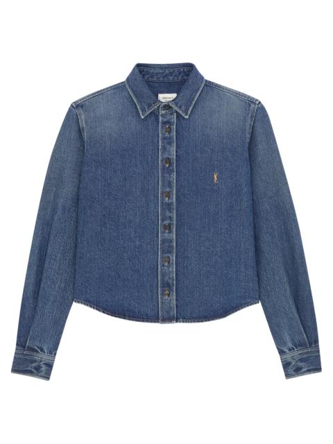 SAINT LAURENT Women's Cassandre Shirt in Denim - Reef Blue