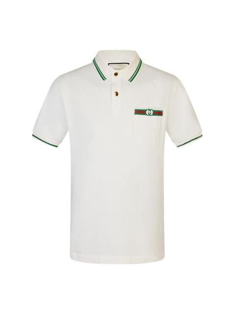 Gucci Embellished Webbing And Interlocking GG Short Sleeves Polo Shirt 'White' 628339-XJCQR-9061