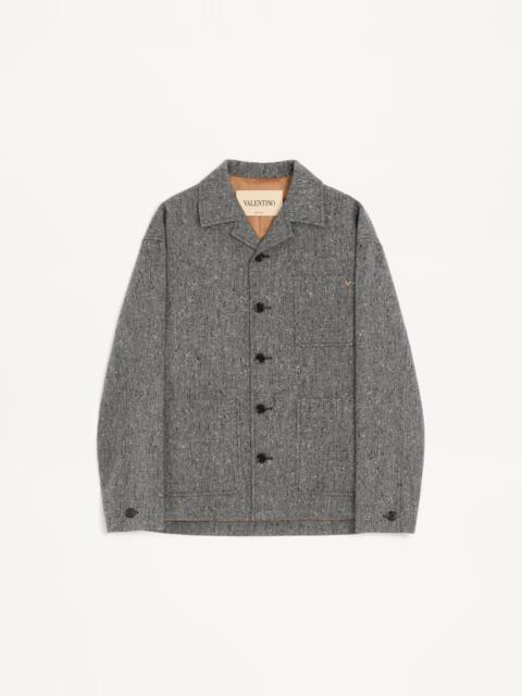 Valentino VALENTINO SHIRT JACKET IN BOUTONNÉ WOOL WITH VGOLD