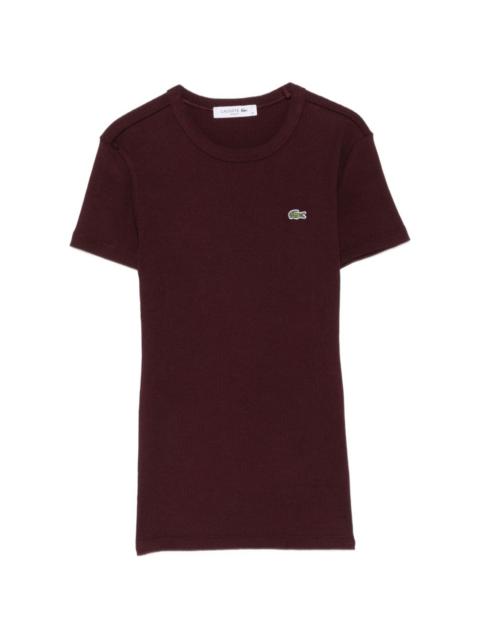 LACOSTE logo-patch ribbed T-shirt