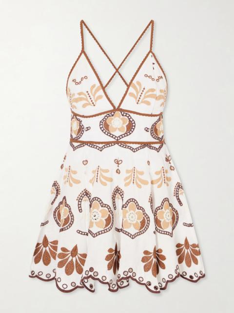 Charo Ruiz Jela Broderie Anglaise Cotton-blend Mini Dress