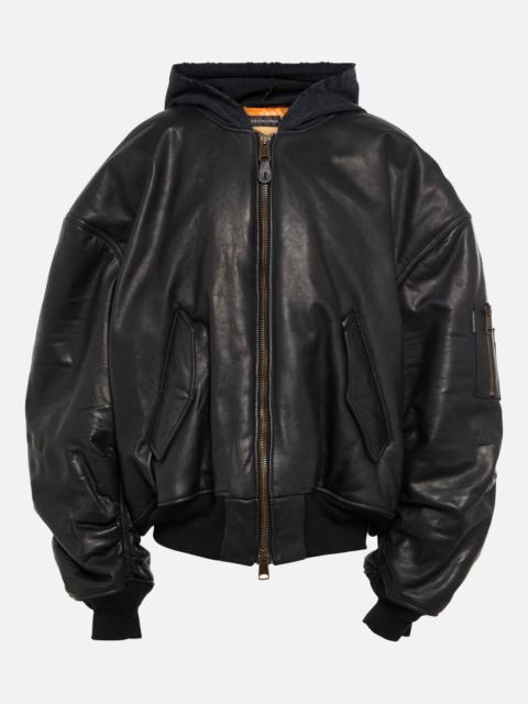 BALENCIAGA Oversized leather bomber jacket