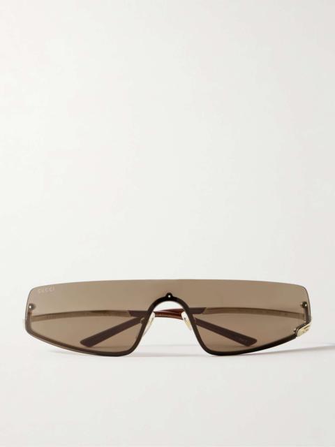 GUCCI Rimless rectangle-frame gold-tone sunglasses