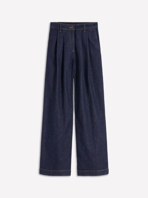 BODEN Pleated Wide Leg Jeans-Indigo Rinse