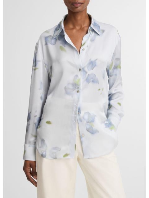 Vince Petal Blur Silk Relaxed Button-Front Shirt