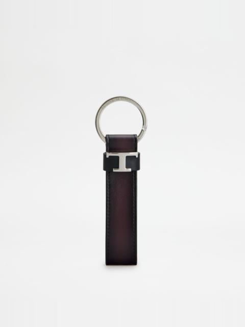 Tod's KEY HOLDER IN LEATHER - BURGUNDY, BLACK