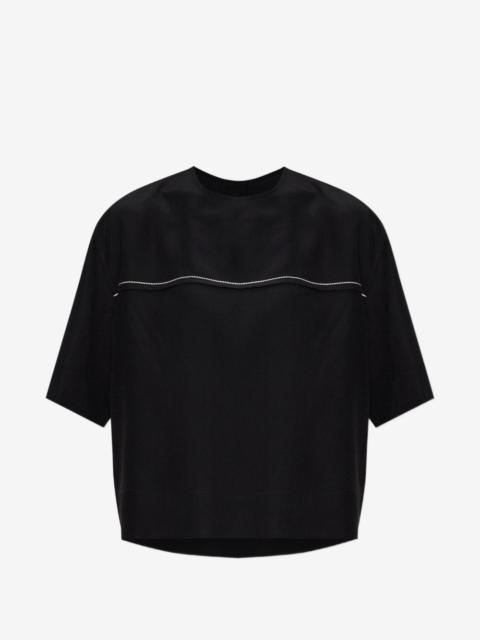 Marni contrast-stitch silk T-shirt