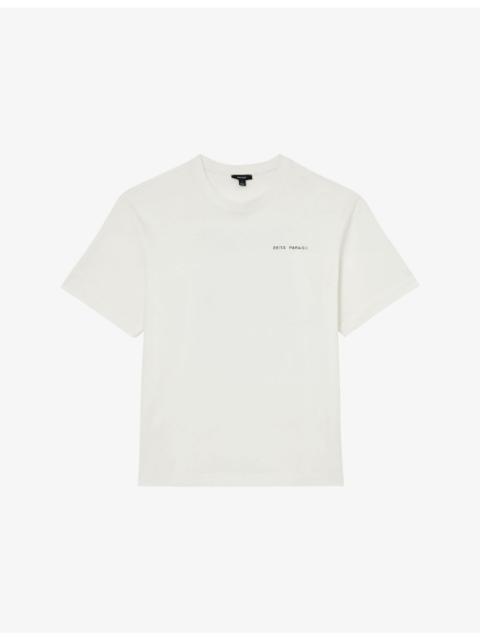 REISS Paraiso Palm-Print Cotton T-Shirt