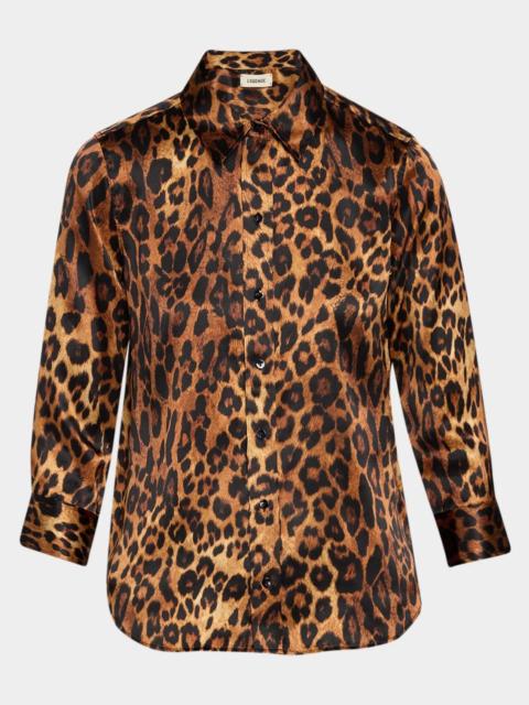 L'AGENCE Dani 3/4-Sleeve Leopard Blouse