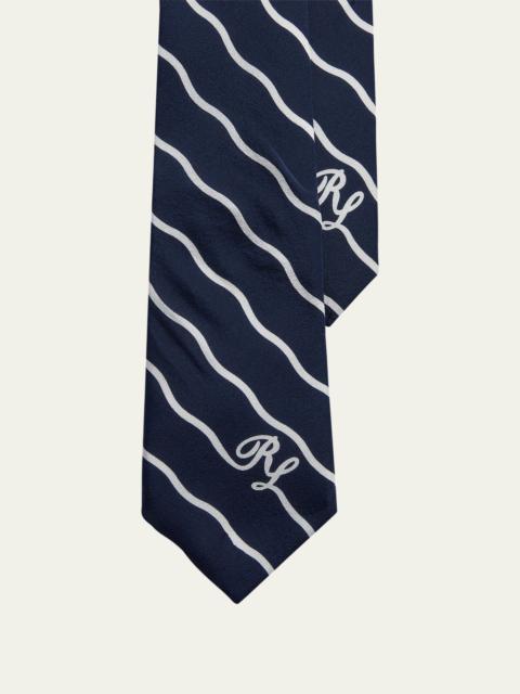 Ralph Lauren Men's Logo Stripe Silk Tie