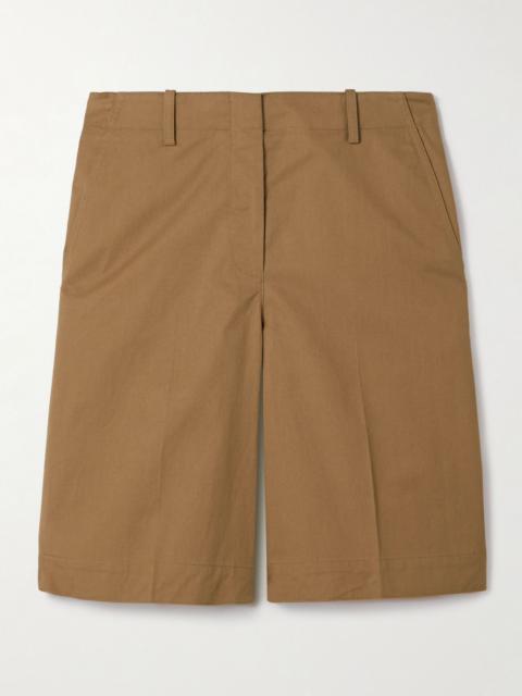 Theory Cotton-poplin shorts Camel