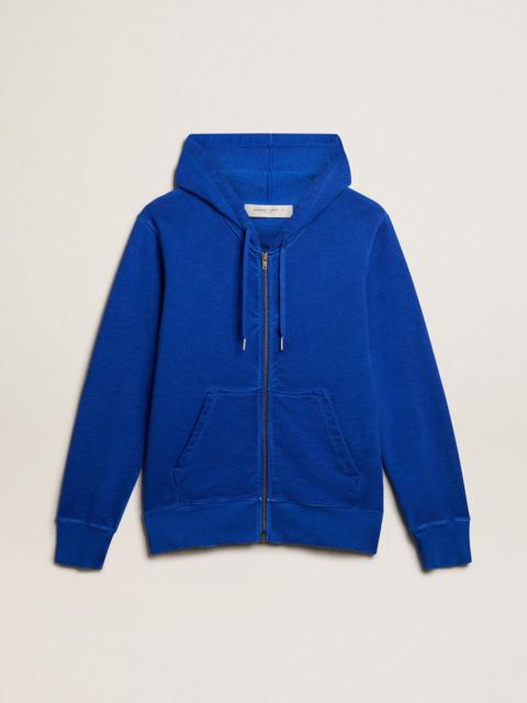 Golden Goose Men's blue-colored hoodie with lettering on the back