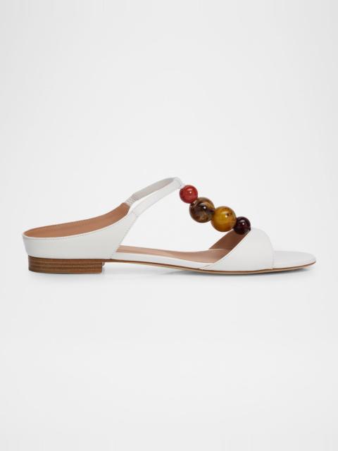 MALONE SOULIERS Lena Beaded T-Strap Leather Sandals