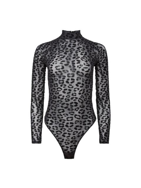 Fleur du Mal Flocked Leopard Bodysuit