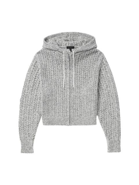 chunky-knit zip-up hoodie