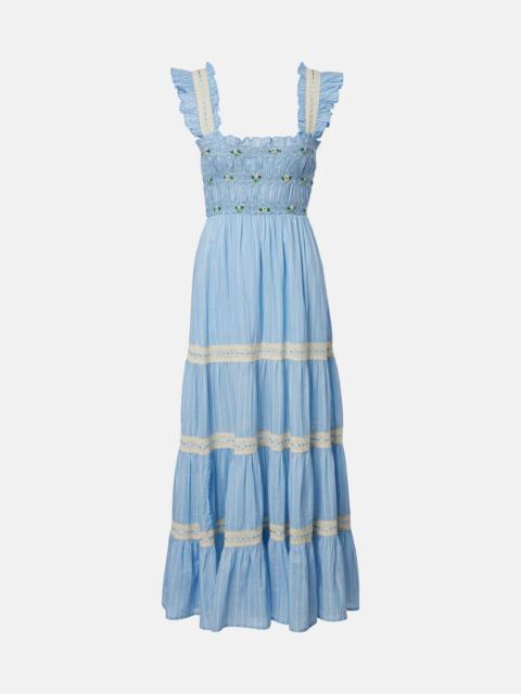 RIXO Aubrie lace-trimmed cotton midi dress