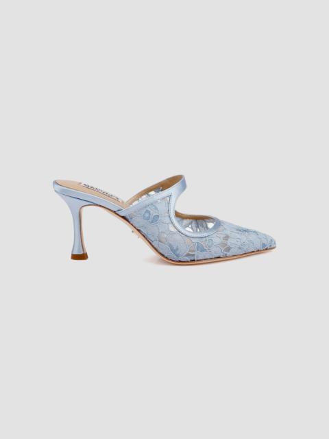 BADGLEY MISCHKA Women's Oaklyn 75MM Lace Mules - Blue Satin