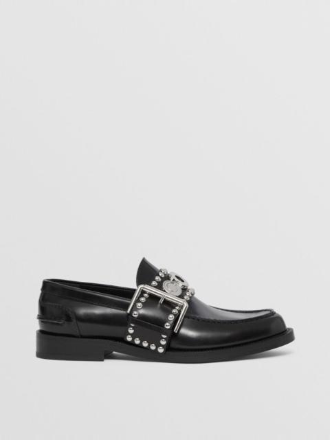 Burberry Logo Detail Buckled Leather Loafers