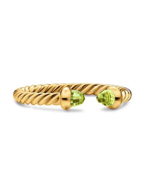 DAVID YURMAN Women's Micro Cablespira Flex Open Ring in 18K Yellow Gold - Peridot