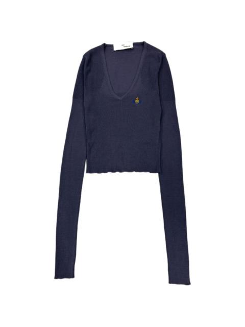 Vivienne Westwood logo embroidery V-neck sweater