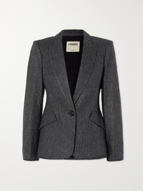 L'AGENCE Chamberlain Metallic Herringbone Wool-blend Blazer