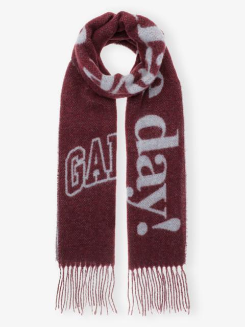 BURGUNDY FRINGED WOOL SCARF