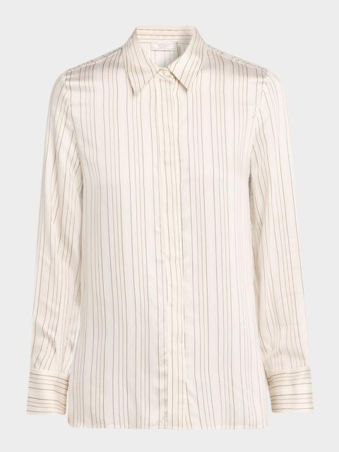 PESERICO Striped Viscose Silk Button-Front Shirt