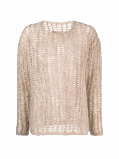 UMA WANG open-knit crew neck jumper