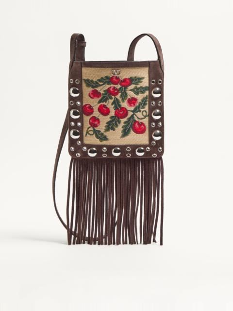 Valentino VALENTINO GARAVANI NELLCÔTE SMALL SHOULDER BAG IN JACQUARD SYNTHETIC RAFFIA AND FRINGES