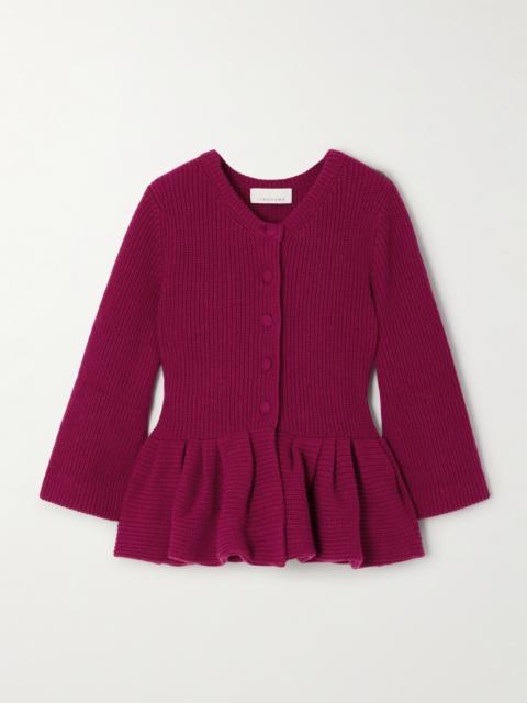 LIBEROWE Ruffled Cashmere Peplum Cardigan
