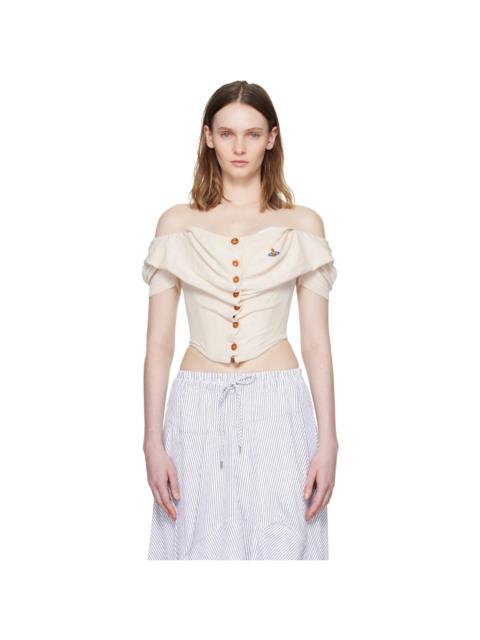 Vivienne Westwood Off-White Short Sleeve Bea Corset Cardigan Blouse