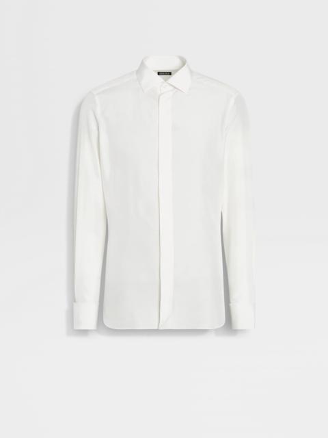 ZEGNA WHITE SILK EVENING SHIRT