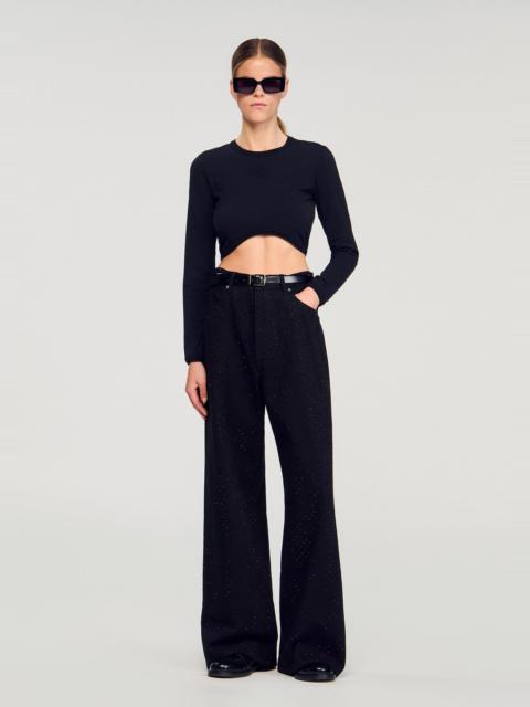 Sandro CROPPED EMBROIDERED T-SHIRT