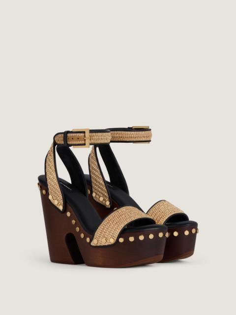 Givenchy CLOG RAFFIA-EFFECT PLATFORM SANDALS WITH STUDS DETAIL