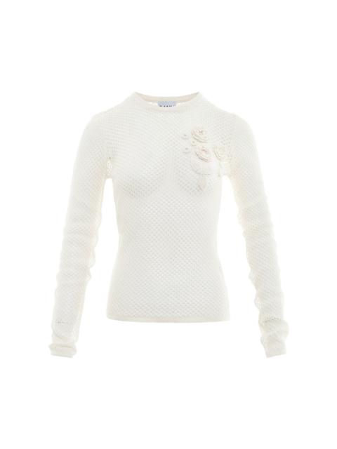 GANNI Mercerized Cotton Mesh Pointelle Top