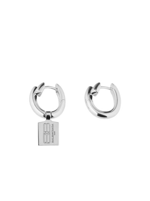 BALENCIAGA Women's Saint-germain Tag Earrings in Shiny Silver