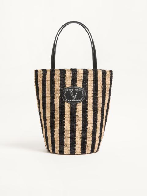 Valentino VALENTINO GARAVANI STRIPED RAFFIA SHOPPING BAG.