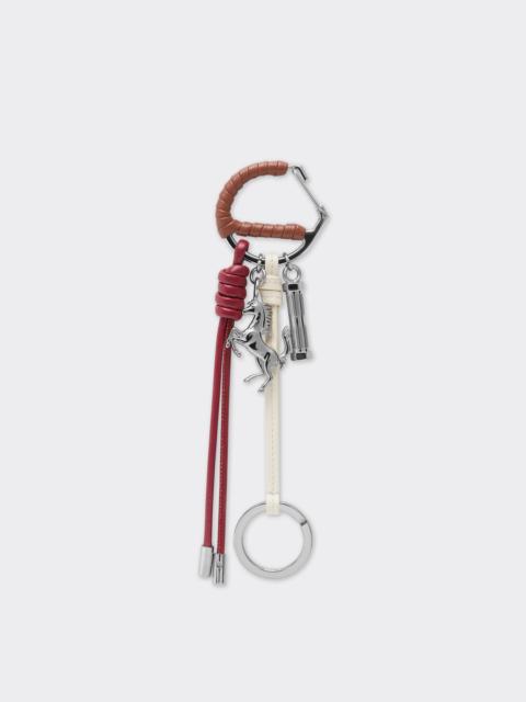 Ferrari Multicolored metal and leather keyring with charm