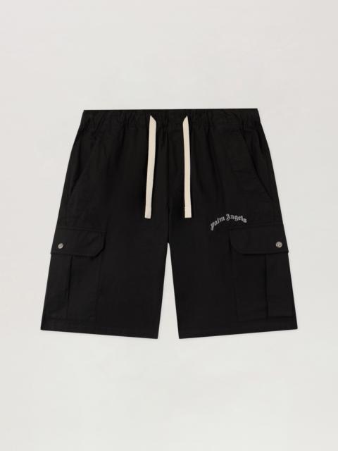 Palm Angels Curved Logo Loose Cargo Shorts