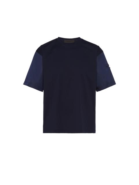 Prada Stretch cotton T-shirt with Re-Nylon details