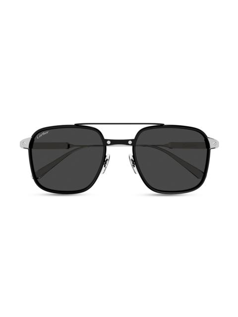 Cartier Men's Santos Light 54MM Square Sunglasses - Silver Black