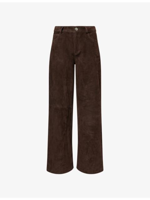 NOUR HAMMOUR Milo Straight-Leg Suede Trousers