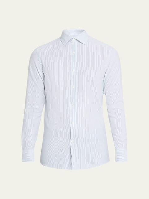 ZEGNA Men's Cotton and Cashmere Pinstripe Modern-Fit Sport Shirt